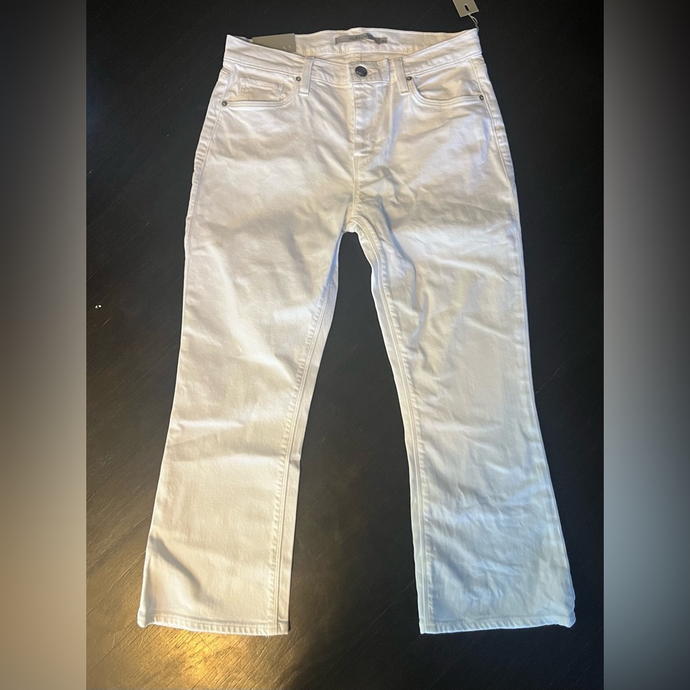 New Hudson Jeans Nico Cropped Bootcut Classic White Denim Jeans. Size 28